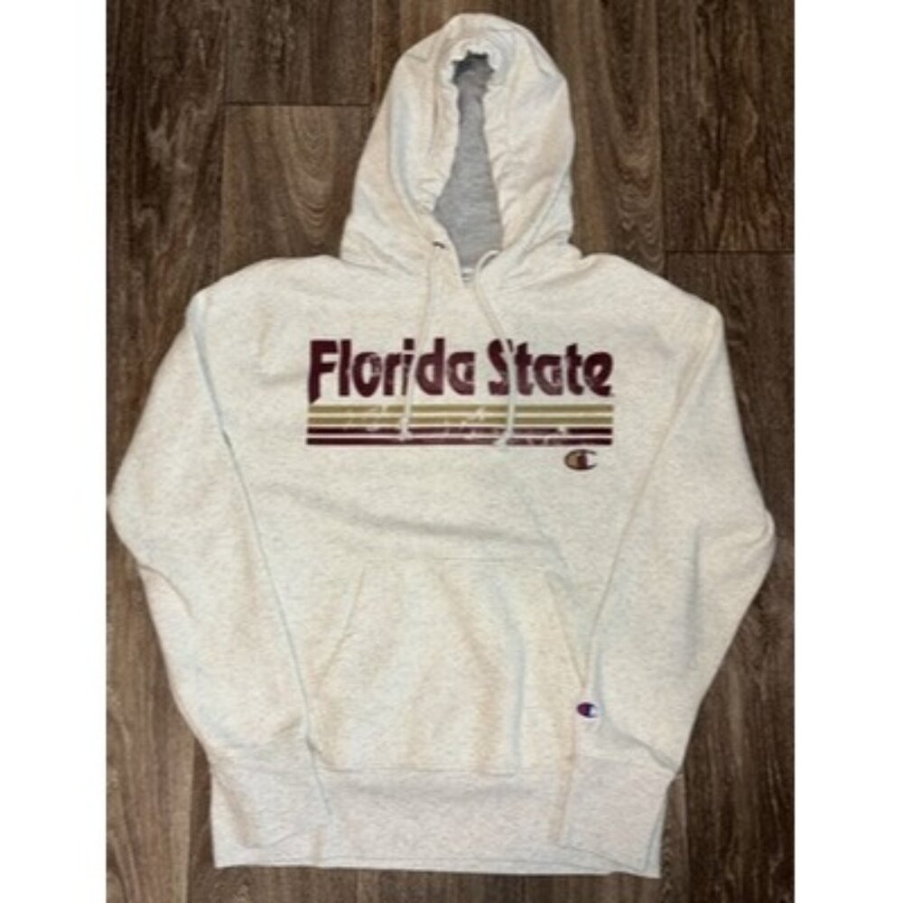 Champion Florida State Seminoles HOODIE Womens Medium Cream Garnet Gold Pullover